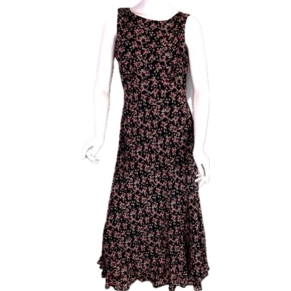 Talbots 👗 Women’s  100% Silk Floral Maxi Dress with Ruffled Hem Size 6 👗 - Picture 1 of 11